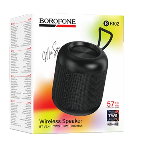 Преносима колонка Borophone Bluetooth BR102 - Gratificado, черен