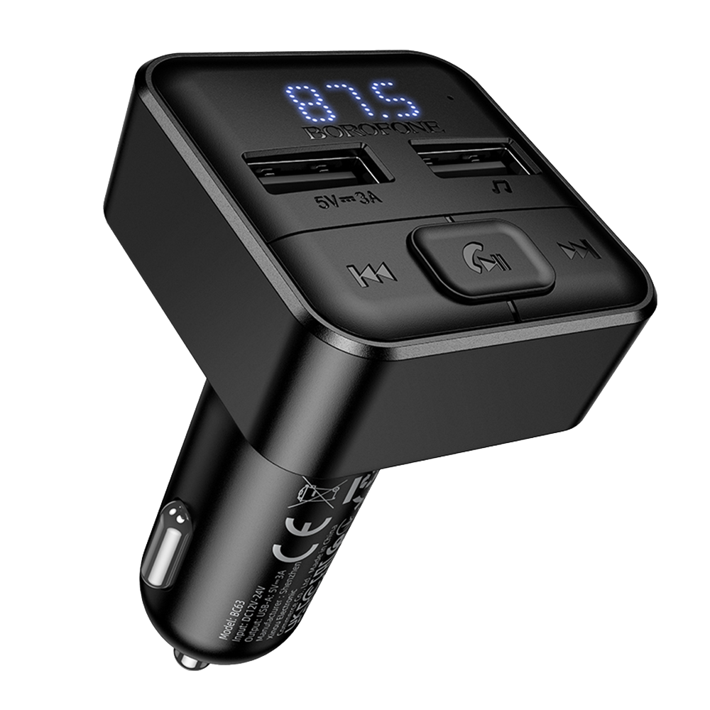 Трансмитер Borofone FM Transmitter, BC63, Selecto, 2xUSB, черен