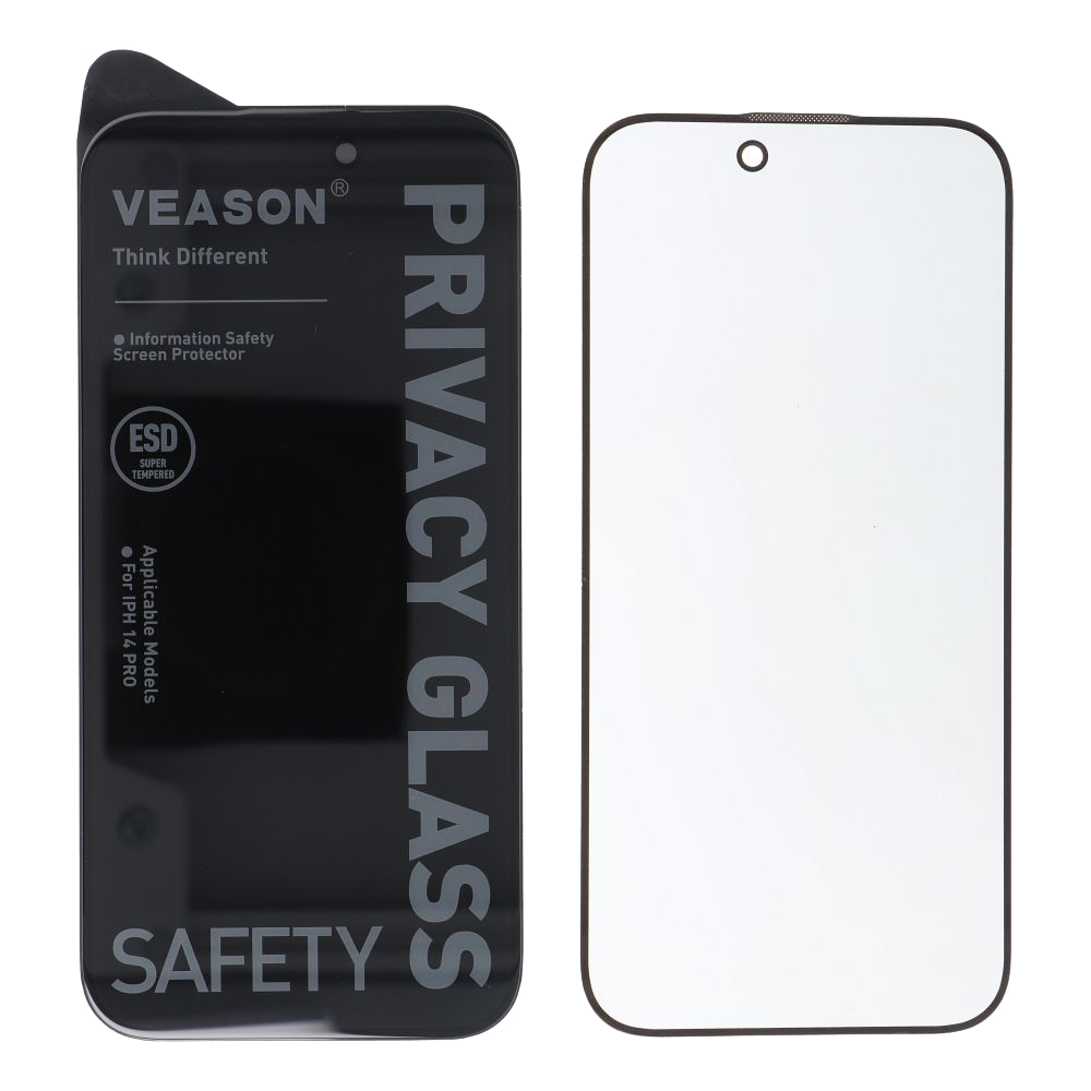 Стъклен протектор Veason 6D Pro Full Glue Privacy за iPhone 17 Pro, черен