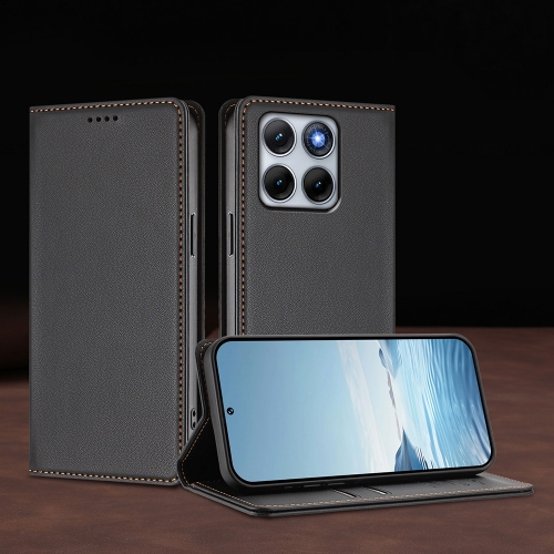 Калъф тефтер Leather Wallet Stand за Motorola Edge 70 Fusion+ 5G / Edge 70 Fusion 5G, черен