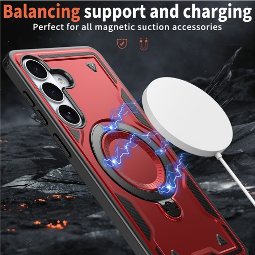 Силиконов калъф Magnetic Kickstand за Samsung Galaxy S26 Plus, червен