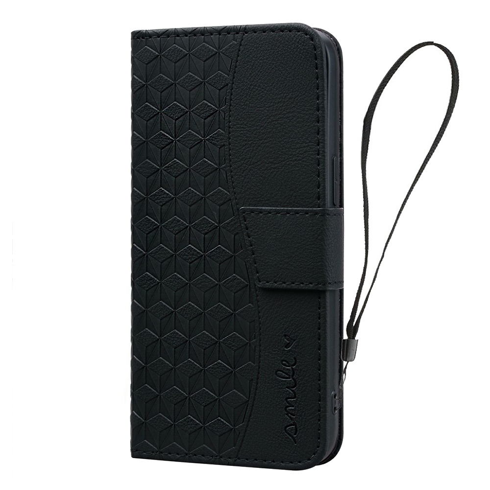 Калъф тефтер Leather Wallet Rhombus за Samsung Galaxy S26 Plus, черен
