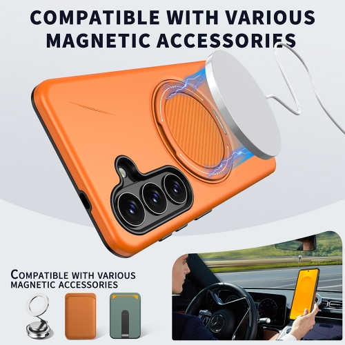 Силиконов калъф Kickstand Magnetic за Samsung Galaxy S26 Plus, оранжев