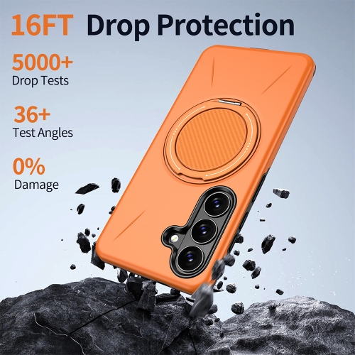 Силиконов калъф Kickstand Magnetic за Samsung Galaxy S26 Plus, оранжев