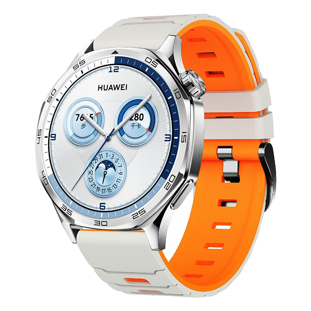 Силиконова каишка 22mm за Huawei Watch GT 6/6 Pro/5/5 Pro  46mm, оранжев-бял