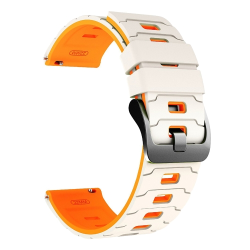 Силиконова каишка 22mm за Huawei Watch GT 6/6 Pro/5/5 Pro  46mm, оранжев-бял