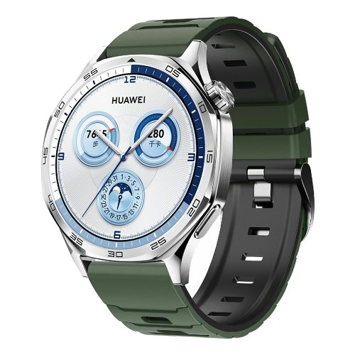 Силиконова каишка 22mm за Huawei Watch GT 6/6 Pro/5/5 Pro  46mm, тъмно зелен-черен