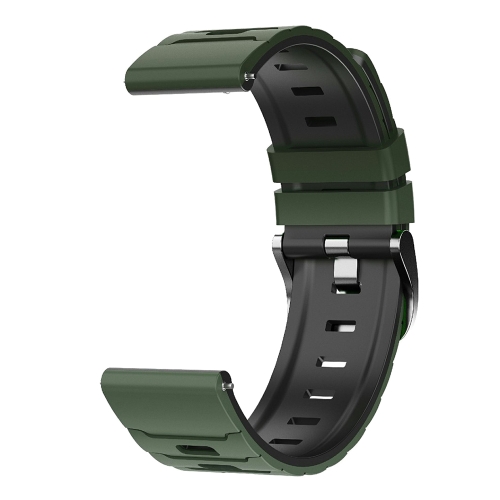 Силиконова каишка 22mm за Huawei Watch GT 6/6 Pro/5/5 Pro  46mm, тъмно зелен-черен