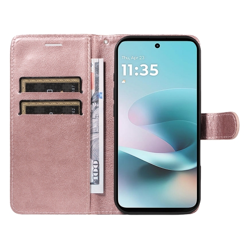 Калъф тефтер Leather Wallet Stand за Motorola Moto G57 Power 5G/ G67 Power 5G, розов