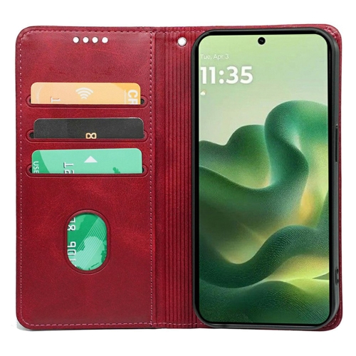 Калъф тефтер Calf Texture Leather за Motorola Edge 70 Fusion+ 5G/Edge 70 Fusion 5G, червен