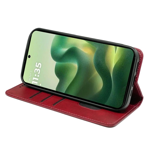 Калъф тефтер Calf Texture Leather за Motorola Edge 70 Fusion+ 5G/Edge 70 Fusion 5G, червен