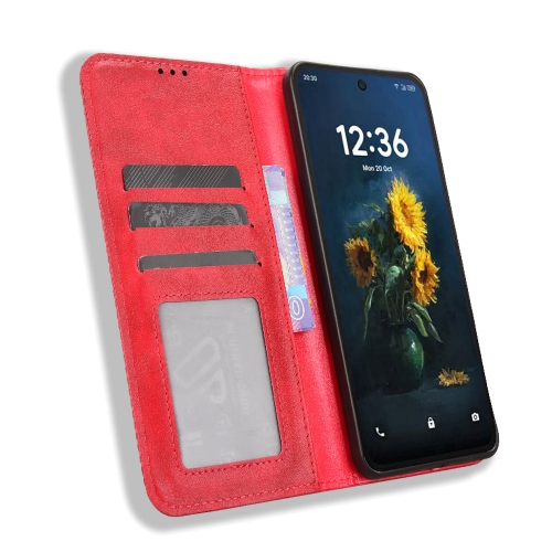 Калъф тефтер Retro Texture за TCL NxtPaper 70 Pro 5G, червен