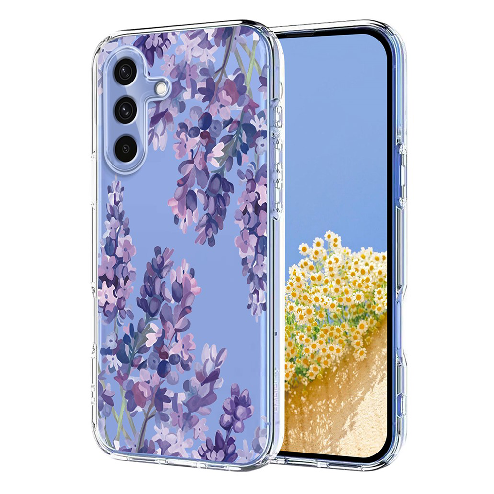 Силиконов калъф TPU Pattern Printing за Samsung Galaxy S25 FE, лилави цветя
