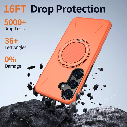 Удароустойчив калъф Kickstand Magnetic за Samsung Galaxy S25 FE, оранжев