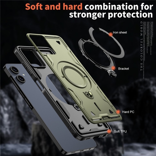 Удароустойчив калъф Magnetic Kickstand за Samsung Galaxy А07, зелен