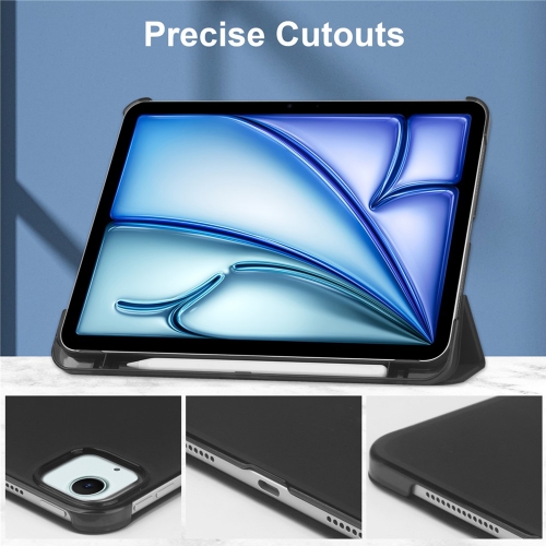 Калъф тефтер за таблет Tri-Fold Leather + PC Matte за iPad Air 13 (2026), черен