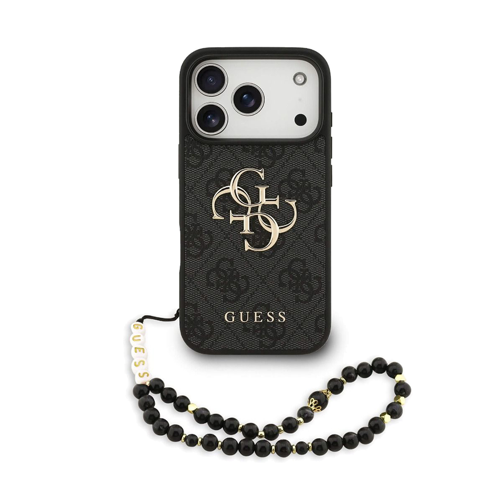Калъф Guess PU 4G Metal Logo Strap Case за iPhone 17 Pro, черен