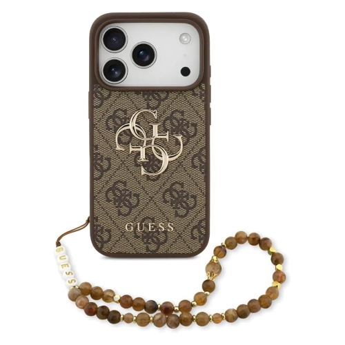 Калъф Guess PU 4G Metal Logo Strap Case за iPhone 17 Pro Max, кафяв