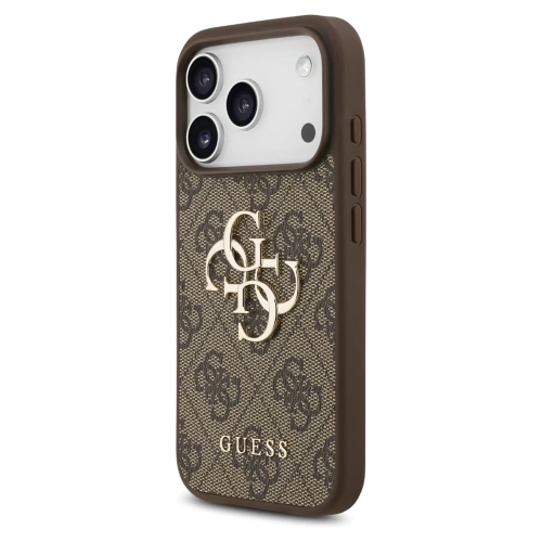 Калъф Guess PU 4G Metal Logo Strap Case за iPhone 17 Pro Max, кафяв