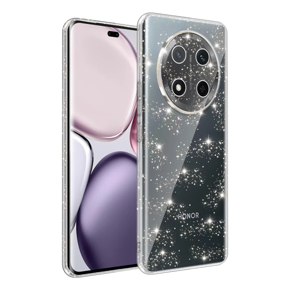 Калъф Techsuit SparkleSkin за Honor Magic7 Lite, прозрачен-брокат