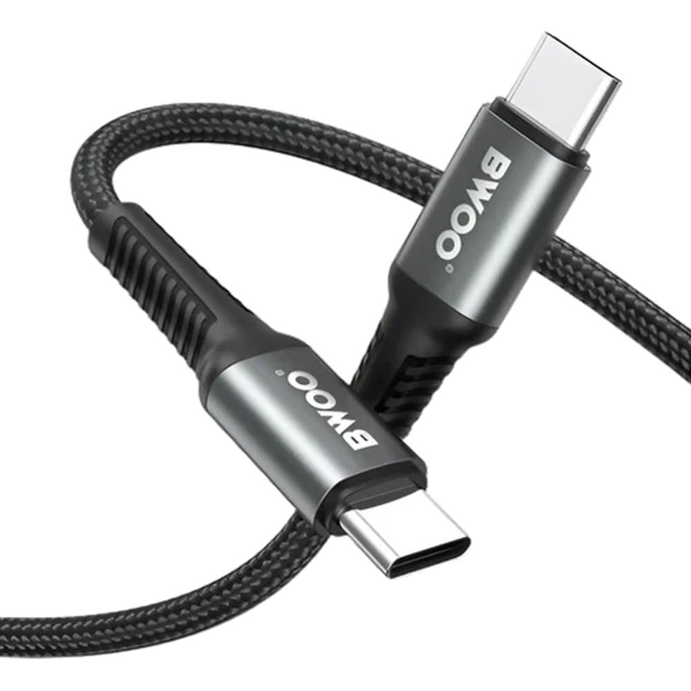 USB кабел BWOO Braided Cable USB-C, 3m, 60W, черен