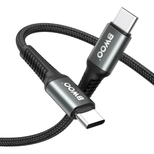 USB кабел BWOO Braided Cable USB-C, 3m, 60W, черен