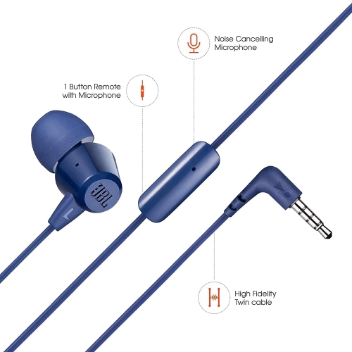 Слушалки JBL T50HI 360 Jack 3,5mm, син