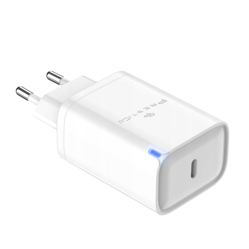 Зарядно 220V Prestico F24S, USB-C, 45W + C2C, PD, GaN, бял