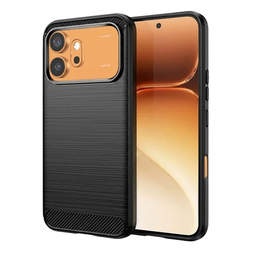 Силиконов калъф Carbon Fibre Brushed за Honor 600 / 600 Pro, черен