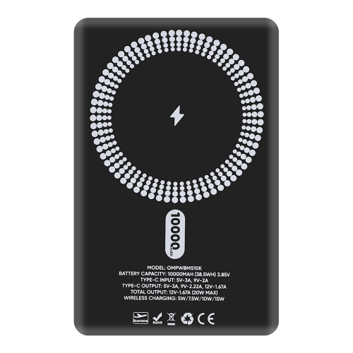 Външна батерия Obal-ME MagNetix, 10000mAh, черен