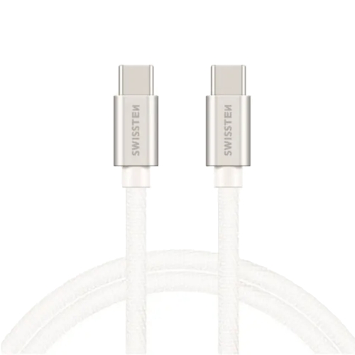 USB Кабел Swissten Textile, USB-C / USB-C, 0.2 M, сребърен