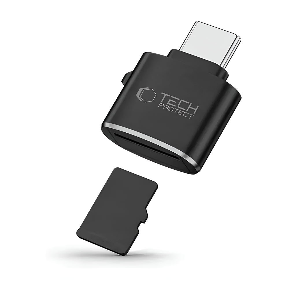 Четец за карти Tech-Protect Ultraboost Type-C към Micro SD/TF, черен