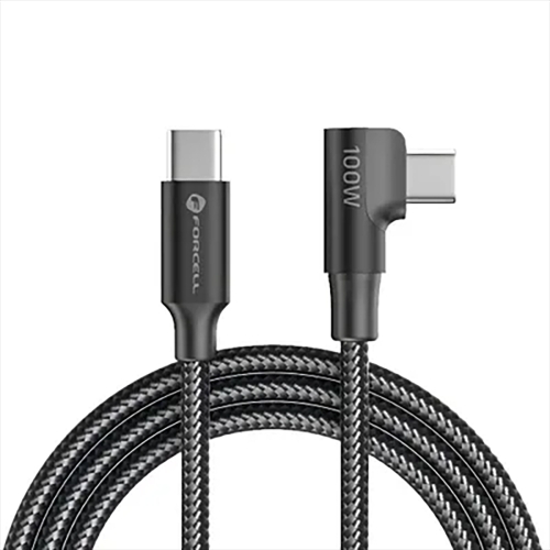 Кабел Forcell F-Energy, CC-1Deg, USB-C to Type- C, QC4.0, PD, 5A, 100W, Cafule, 90, 2м, черен