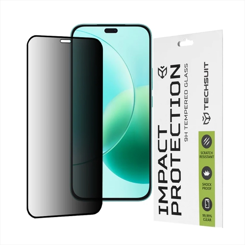 Стъклен протектор Privacy Techsuit за Honor X8b / X8c / 400 Lite, черен