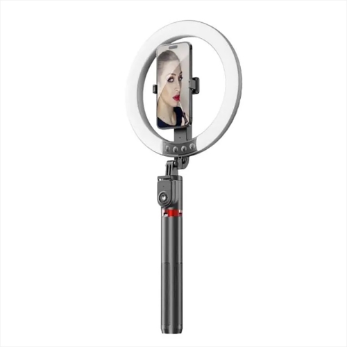 Селфи стик с трипод Blavec Selfie Stick Ring Lamp P-55, tripod + remote control, 25 cm +2,3m, черен